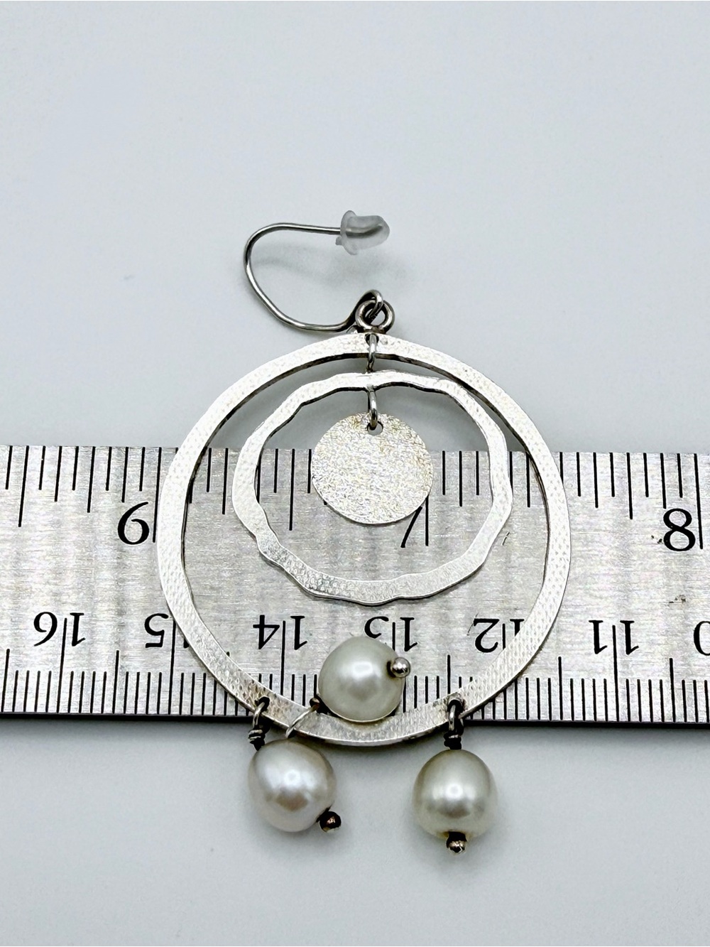 Silpada Rare HTF Sterling PEARLS OF WISDOM Wire Drop Multi-Hoop Earrings wPearls - Picture 10 of 12